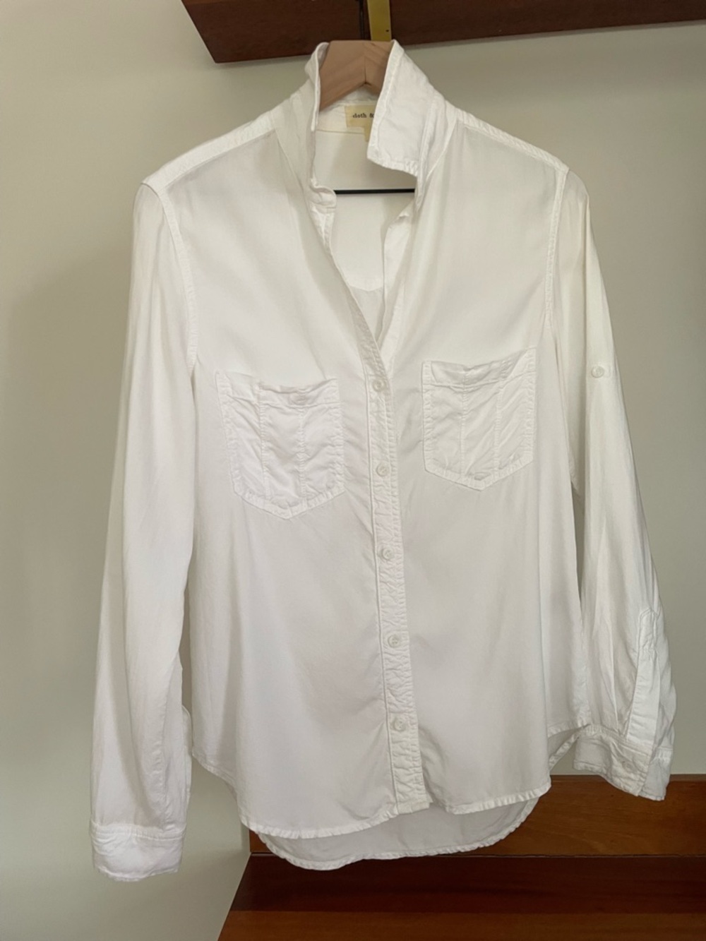 Tencel White Button-Down Shirt, Size S